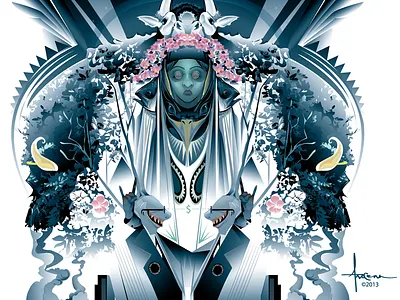 Death Of Gaia by Orlando Arocena 2013 animals death of gaia earth greed orlando arocena thunderbird skulls traversing the vector vector