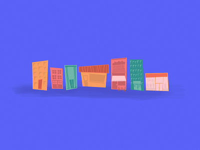 Life In The Citay apartment building city house illustration restaurant shopping