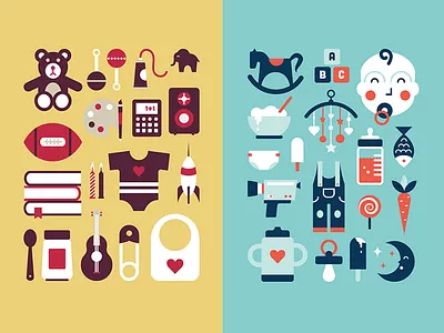 Babies & Kids Stuff babies baby design flat flaterrifics icons illustration infographics kid kids