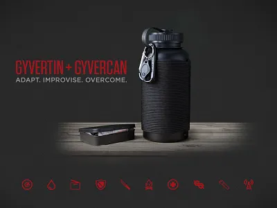 Gyvergear Landing Page dark flat gear gotham icons kit survival texture tungsten