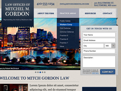 BaltimoreLaw Firm dropdown forms ui web