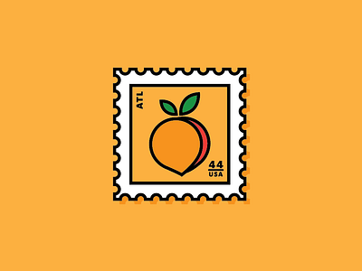 georgia stamp icon illustration orange peach postage stamp vector