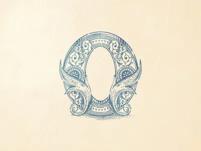 O design engraving flourish illustration jcdesevre letter retro vector vintage