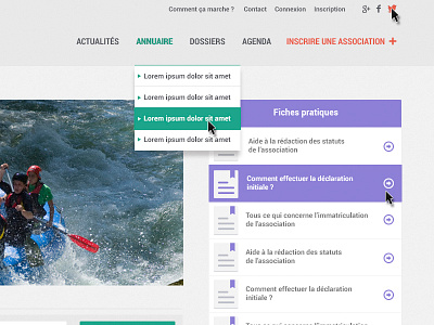Association website - Hover effect 1 add flat geolocalisation interface menu twitter ui ux webdesign