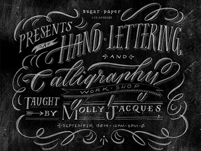 Sugar Paper Workshop calligraphy chalkboard hand lettering illustration workshops