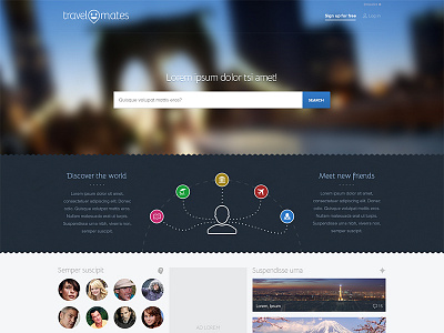 Travelmates Landing WIP blur faces home homepage landing search travel