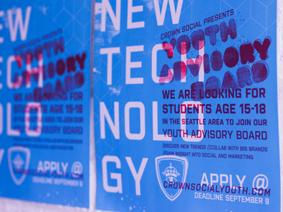 Youth Advisory Board Poster community crownsocial magenta newmedia newtechnology offset poster socialmedia twotone typography