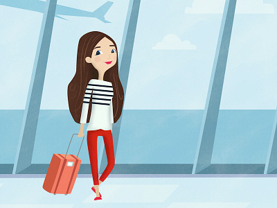 Traveller WIP airport illustration lady wip