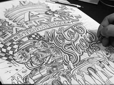 Illustration for an event - Bahrain car cars classic illustration lettering monstertruck sketch sketchbook typography