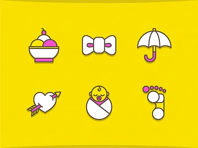 Butter Icons set 2 baby bow butter foot heart ice cream icons umbrella
