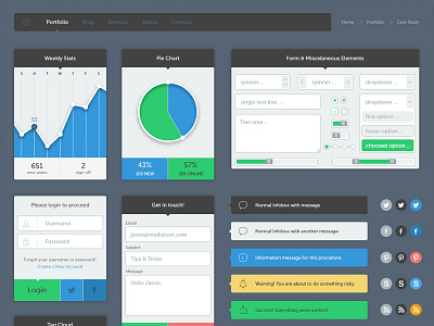 Modern UI Set chart flat kit minimal set socials ui