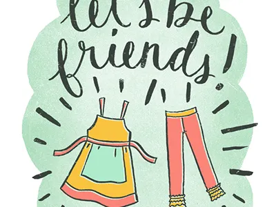 Let's be Friends children clothes clothing dress hand drawn kids lettering type typography