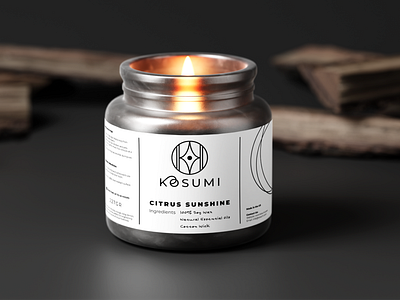 KOSUMI CANDLES brand identity brand identity design branding candle candle label clean design graphic design label label design logo logo design minimal minimalist packaging