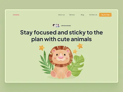 Assets - Cute animals Web animals assets cute figma graphic design landingpage minimalist ui vector website