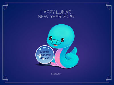 Happy lunar new year 2025 cartoon character children chinese cinese cute illustration kids lunar new year mexico procreate serpente serpiente snake