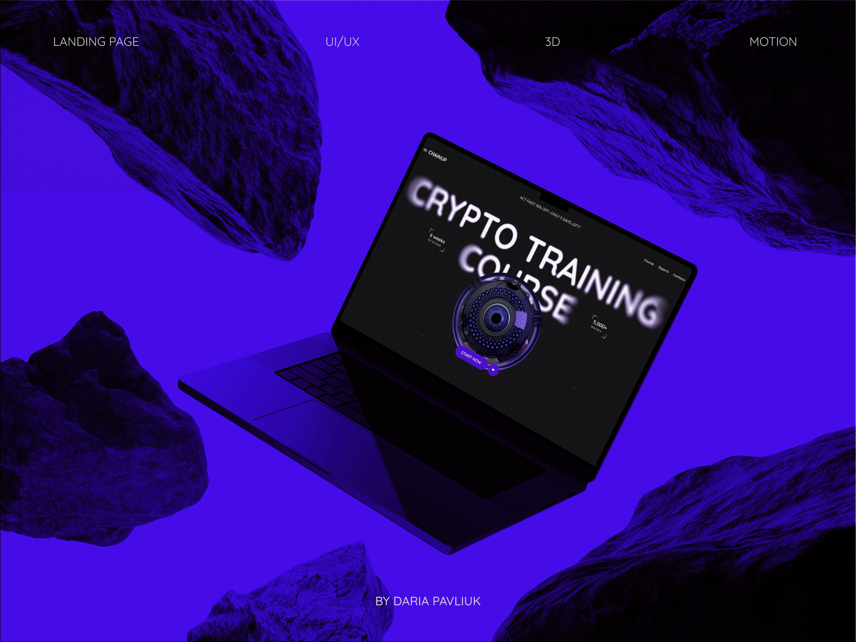 Website for Crypto Training Course | Landing Page 2025 3d after effect animation crypto design figma landing page motion motion graphics ui uiux web design website