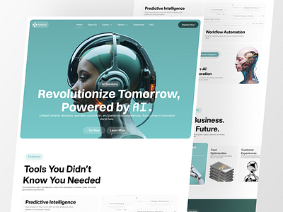 AetherAI - AI Landing Page ai artificial intellegance clean design design landing page technology ui ui design uiux ux website