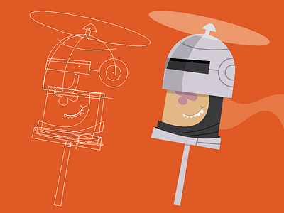 Robocopter wireframe cartoon vector wireframe
