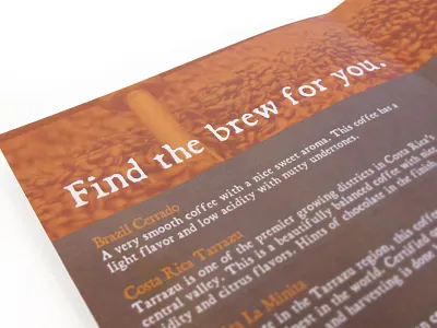 Coffee Descriptions Brochure bi fold brochure coffee print simple type typography