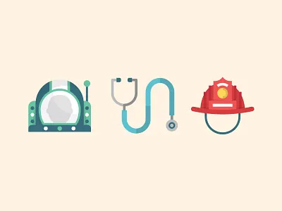 When I Grow Up astronaut career check color doctor fireman helmet icons illustration kids nebo