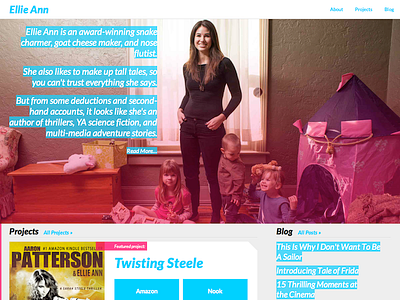 ellieann.net Home Page author blue colorful ellie ann front page pink responsive statamic web design website