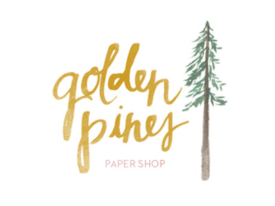 Updated Logo gold handwritten logo pines texture trees type