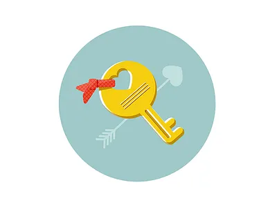 Key Button arrow cupid flat heart illustration key