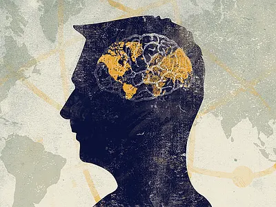 Global Intensive illustration blue church global grunge mind missions silhouette sojourn texture world yellow