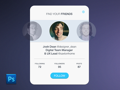 Find Friends PSD design flat form messages profile ui web widget
