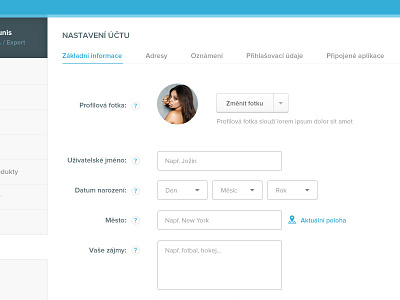 Settings Basic Info account blue clean gray mila kunis proxima nova settings