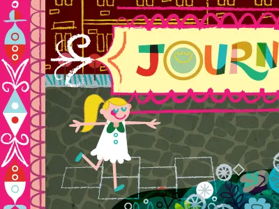 Playground Journal border flowers girl hopscotch journal lilla rogers pattern