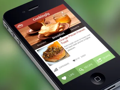 Cookingly mobile App cook cooking flat food ios recipe recipes transparency