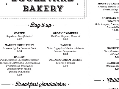 Bakery menu menu print