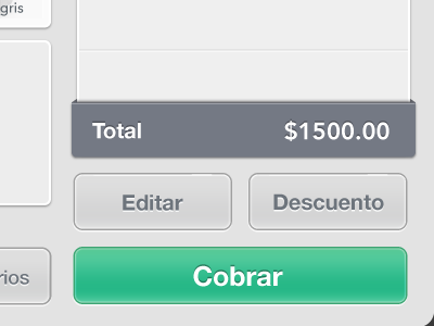 Shopping cart detail app button gray green ios ipad pay shop shopping total