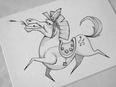 Horas Jump character fun horse pen pencil