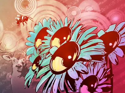 Sound Flowers digital illustration photoshop