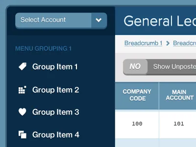 General Ledger Flat UI flat flat ui tables