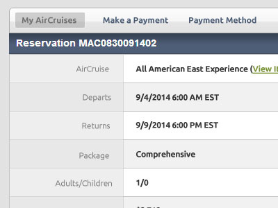 My AirCruises ui