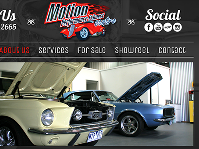 Motion Performance Exhaust Website dark old retro website