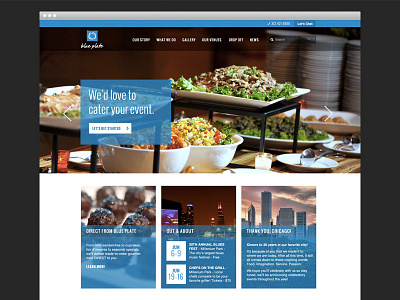 Blue Plate Chicago blue catering chicago clean food homepage restaurant rotator simple website