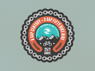 Cycle North Georgia Badge version 1 badge bicycle bike bike ride chains georgia logo mudshock texture