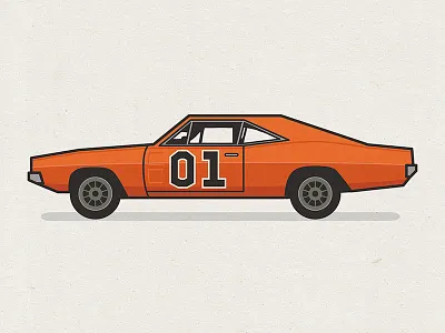 General Lee - Rebound car dukes of hazzard flat general lee illustration