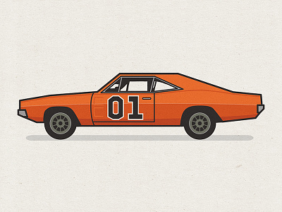 General Lee - Rebound car dukes of hazzard flat general lee illustration