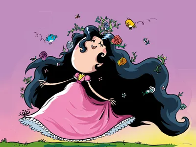 Happy Girl birds child girls illustration kids roses