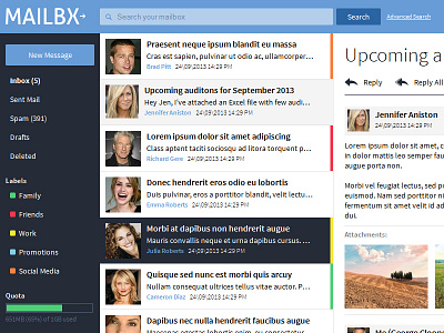 MAILBX UI Design email email client flat mail mail app mailbox ui