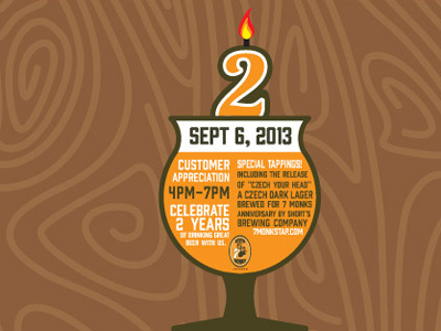 Taproom Anniversary 7 monks illustrator poster vector wood