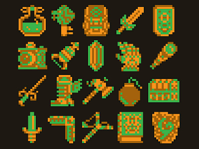 8 bit Zelda/Adventure Items 8 bit adventure fun illustration pixel art pixelart pixels simple 8bit zelda