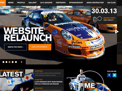 Racingdriver Concept black blocks blue concept flat orange porsche website