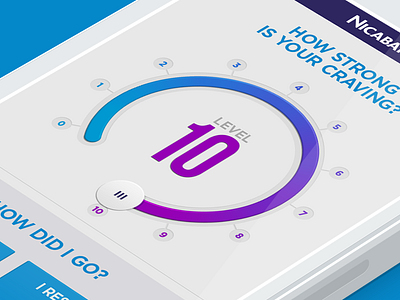 Nicabate app dial interface iphone level scale ui