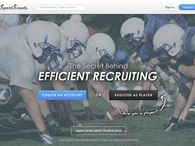 Sports Recruiting background blue buttons gradient homepage image sports white